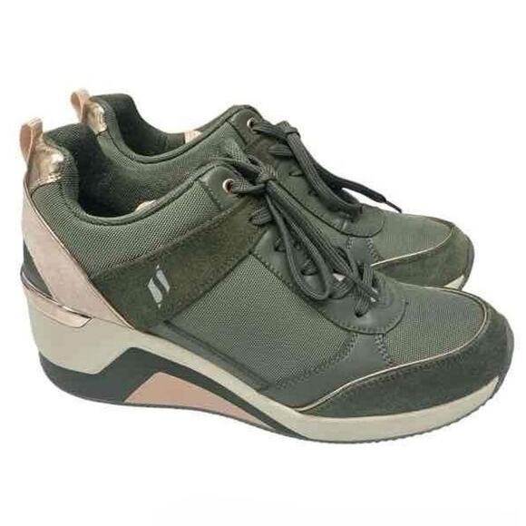 Skechers Million High N Fly Suede Wedge Heel Sneakers 10 - Picture 2 of 9